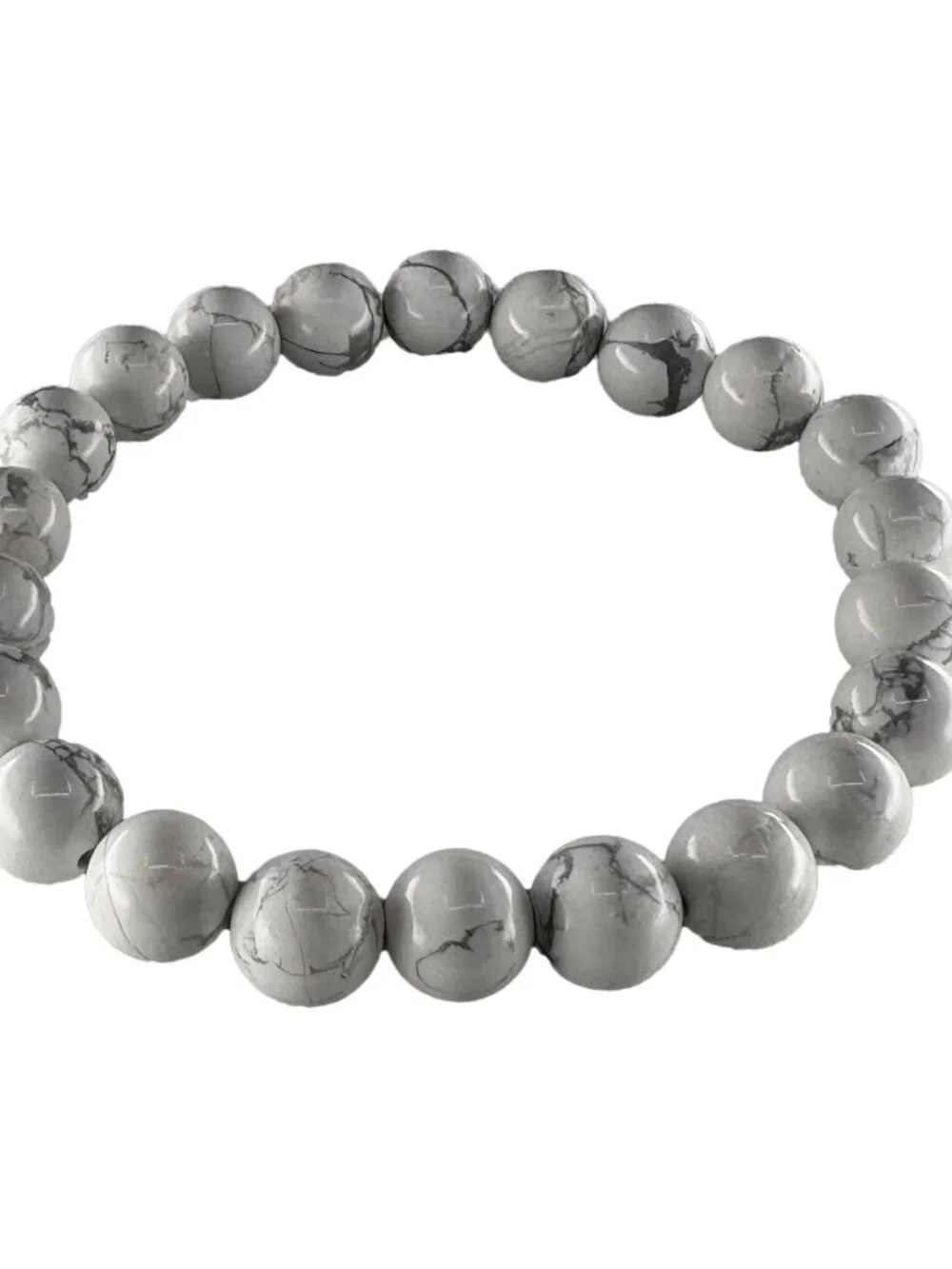 8mm Natural White Howlite Bead Bracelet Genuine Gemstone Custom Size Marble Gift